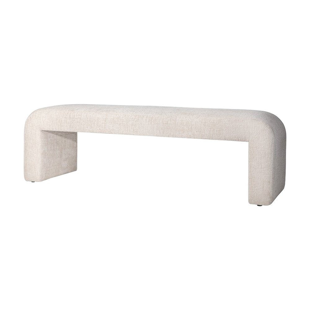Jacquard Upholstered Curved Waterfall Bedroom Bench, End of Bed, Natural