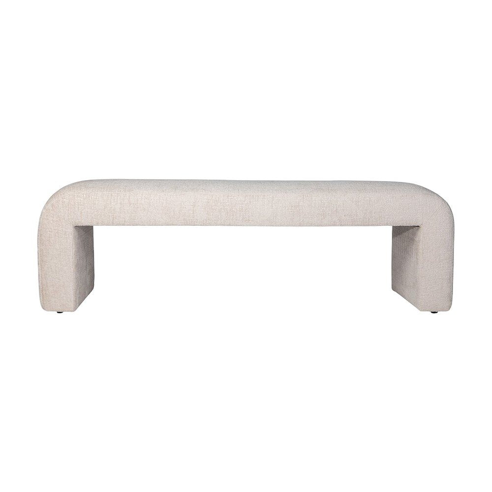 Jacquard Upholstered Curved Waterfall Bedroom Bench, End of Bed, Natural