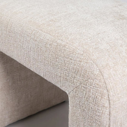 Jacquard Upholstered Curved Waterfall Bedroom Bench, End of Bed, Natural