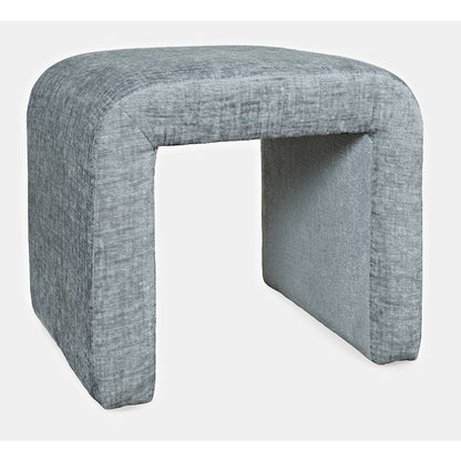 Modern Curved Upholstered Waterfall Jacquard Petite Ottoman Bench - Set of 2