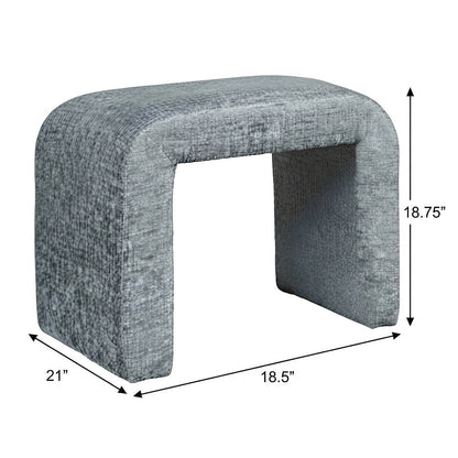 Jacquard Upholstered Waterfall Ottoman Bench, Petite Set of 2, Blue