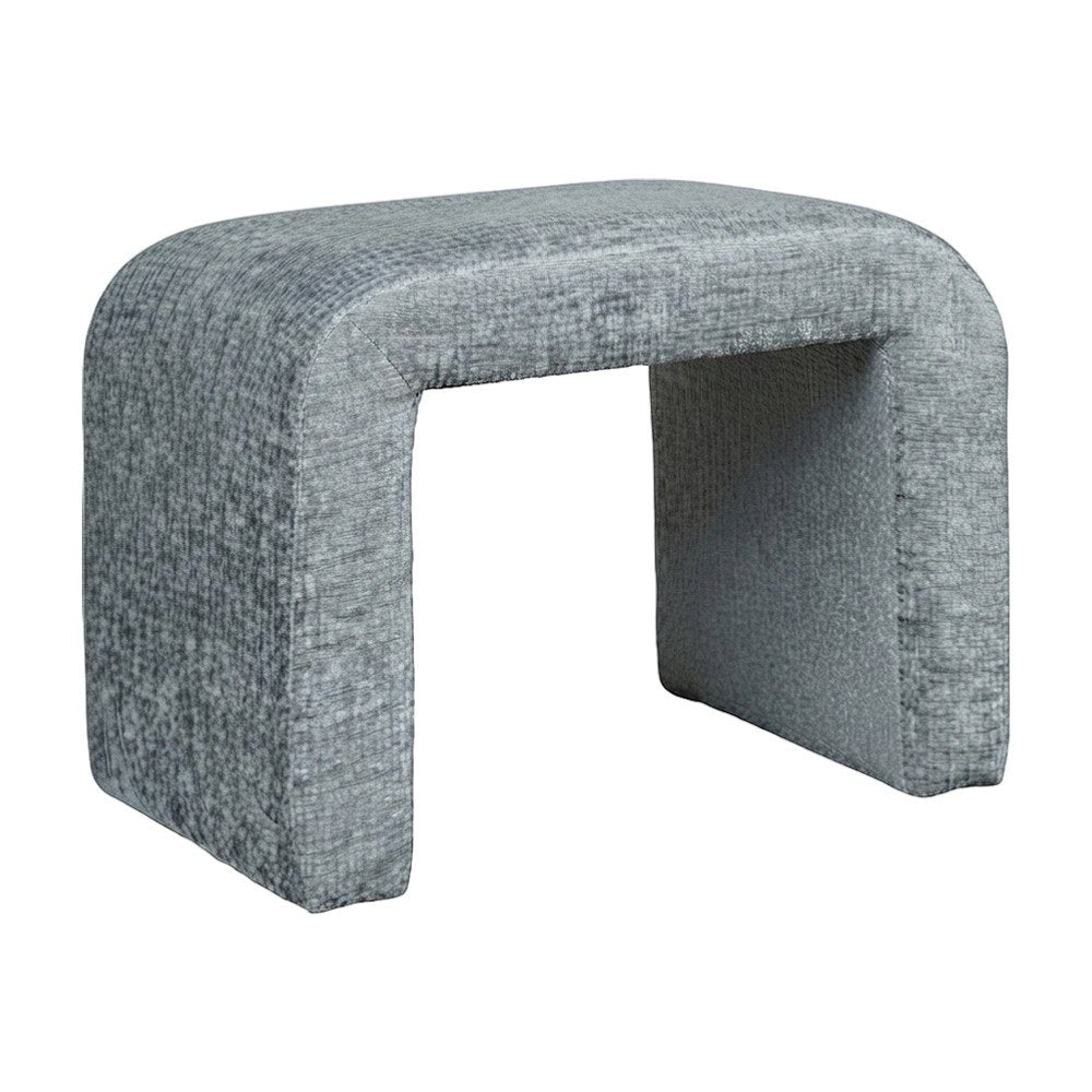 Jacquard Upholstered Waterfall Ottoman Bench, Petite Set of 2, Blue