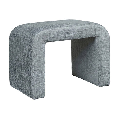 Jacquard Upholstered Waterfall Ottoman Bench, Petite Set of 2, Blue