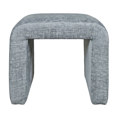 Jacquard Upholstered Waterfall Ottoman Bench, Petite Set of 2, Blue