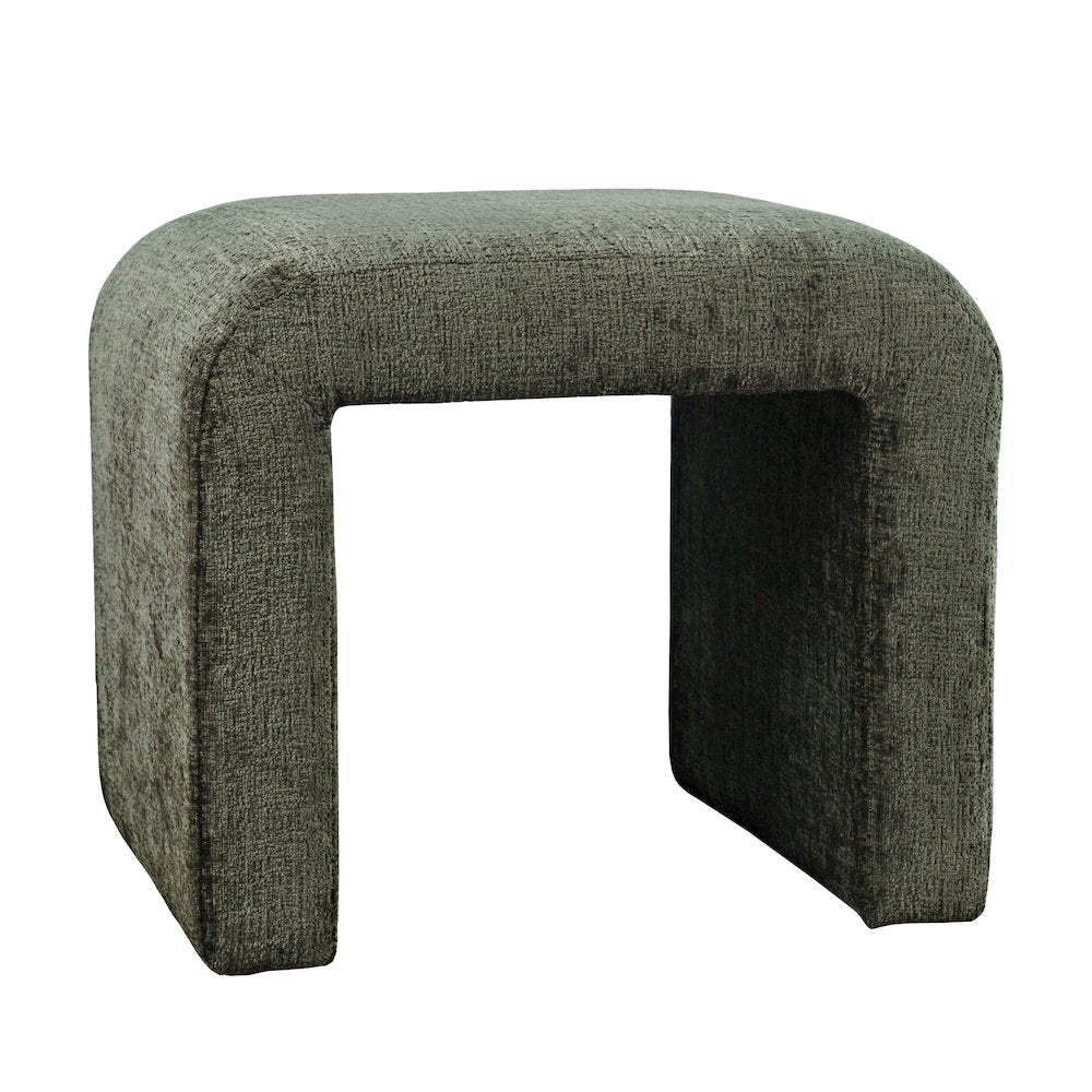 Modern Curved Upholstered Waterfall Jacquard Petite Ottoman Bench - Set of 2