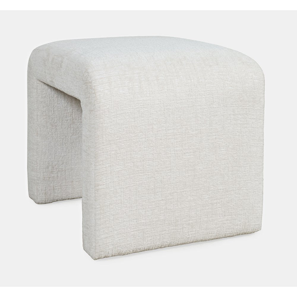 Modern Curved Upholstered Waterfall Jacquard Petite Ottoman Bench - Set of 2