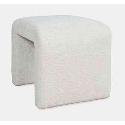 Modern Curved Upholstered Waterfall Jacquard Petite Ottoman Bench - Set of 2