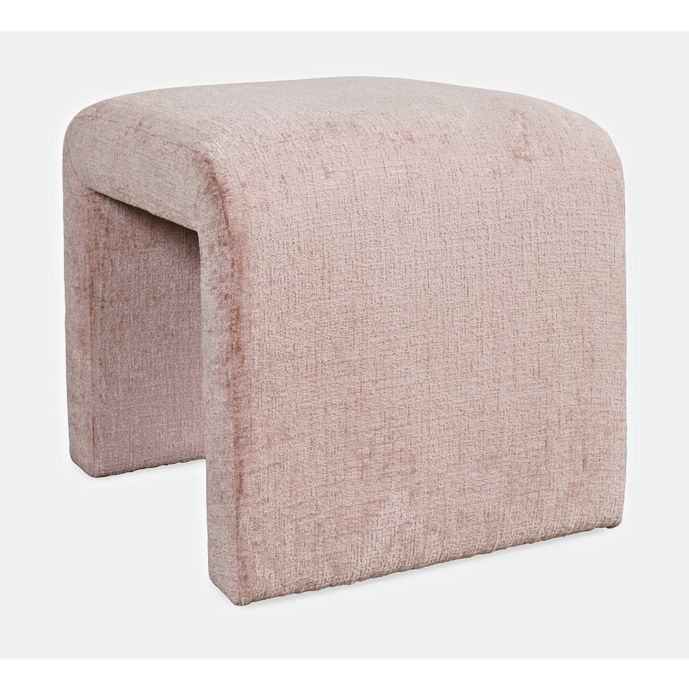 Modern Curved Upholstered Waterfall Jacquard Petite Ottoman Bench - Set of 2