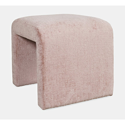 Modern Curved Upholstered Waterfall Jacquard Petite Ottoman Bench - Set of 2
