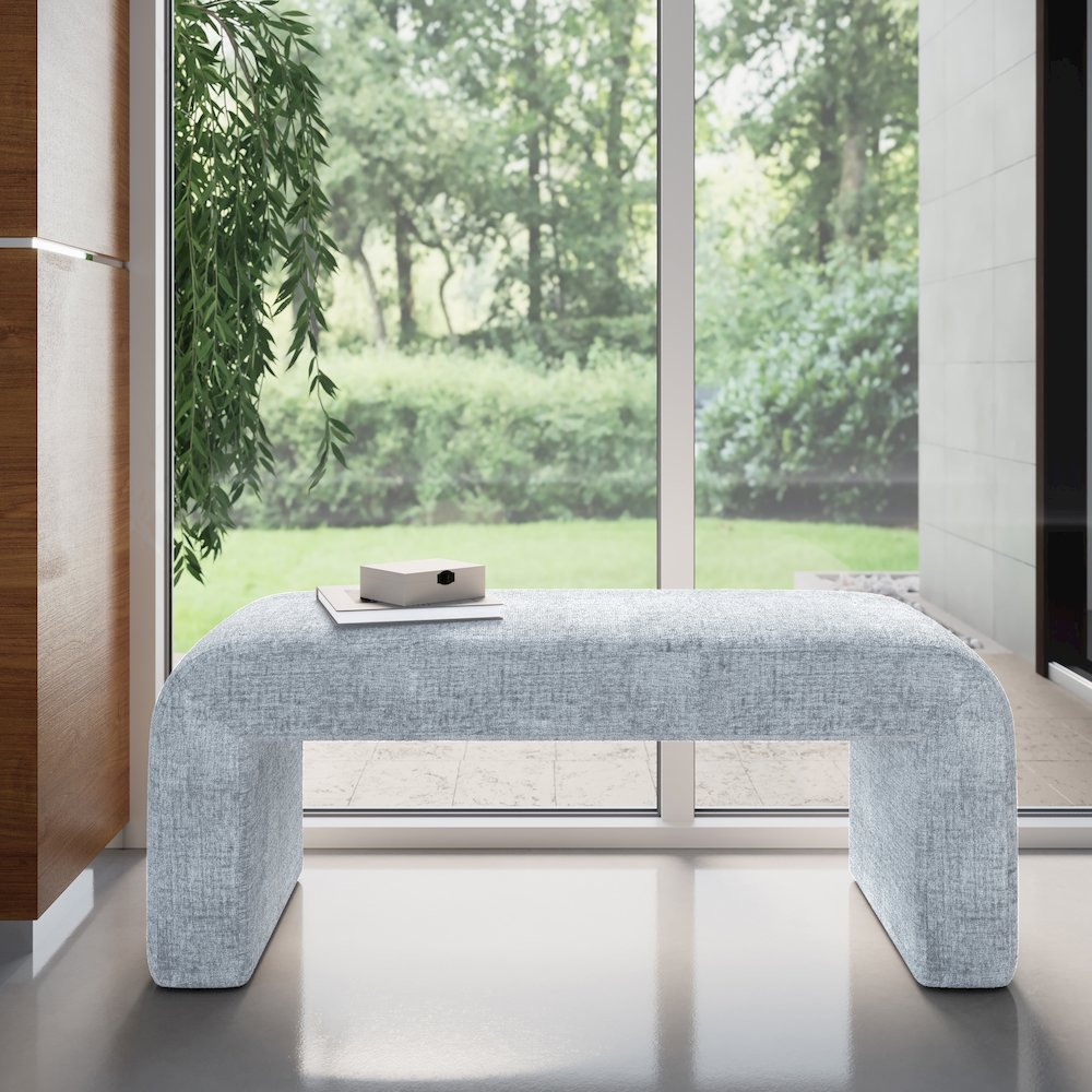 Sophia Modern Luxury Curved Upholstered Waterfall Jacquard Bench - Small