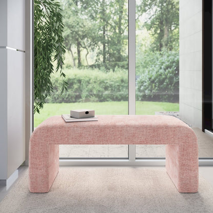 Sophia Modern Luxury Curved Upholstered Waterfall Jacquard Bench - Small