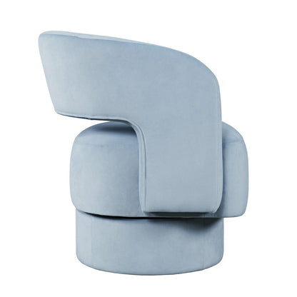 Mid-Century Modern Upholstered Split-Back Curved Sculpture Swivel Accent Chair