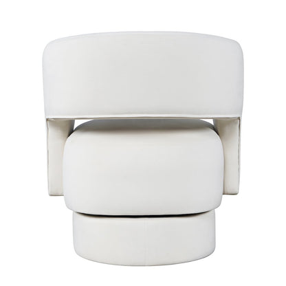 Mid-Century Modern Upholstered Split-Back Curved Sculpture Swivel Accent Chair