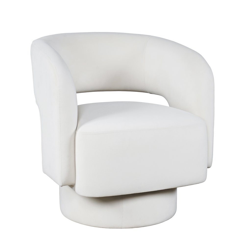 Mid-Century Modern Upholstered Split-Back Curved Sculpture Swivel Accent Chair