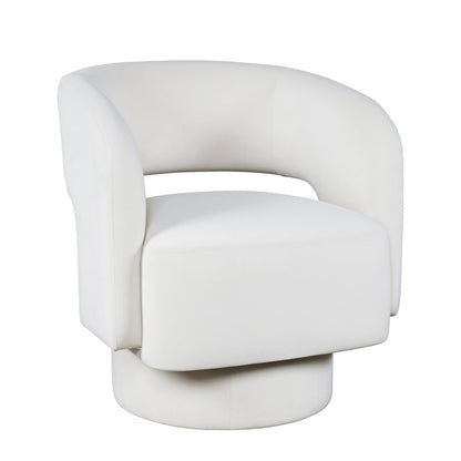 Mid-Century Modern Upholstered Split-Back Curved Sculpture Swivel Accent Chair