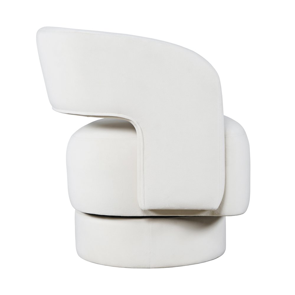 Mid-Century Modern Upholstered Split-Back Curved Sculpture Swivel Accent Chair