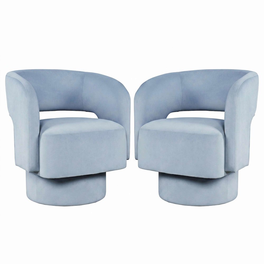 Sutton Modern Upholstered Open Back Barrel Swivel Accent Chair - 2 Pack