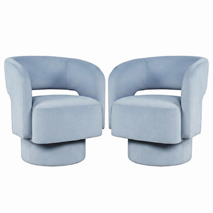 Sutton Modern Upholstered Open Back Barrel Swivel Accent Chair - 2 Pack