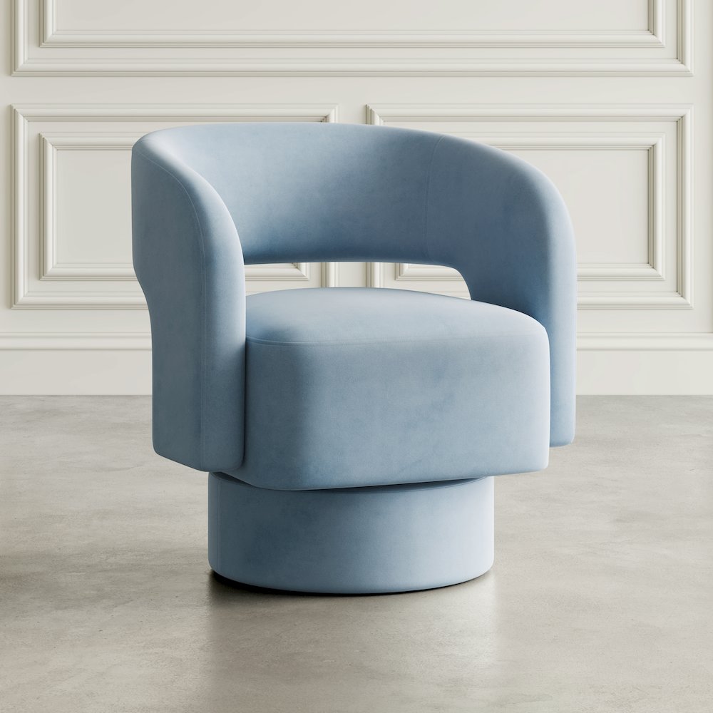 Mid-Century Modern Upholstered Split-Back Curved Sculpture Swivel Accent Chair