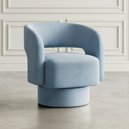 Mid-Century Modern Upholstered Split-Back Curved Sculpture Swivel Accent Chair