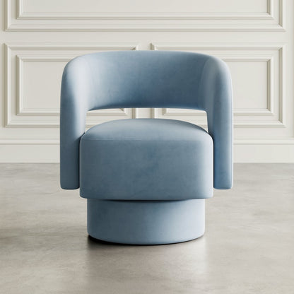 Mid-Century Modern Upholstered Split-Back Curved Sculpture Swivel Accent Chair