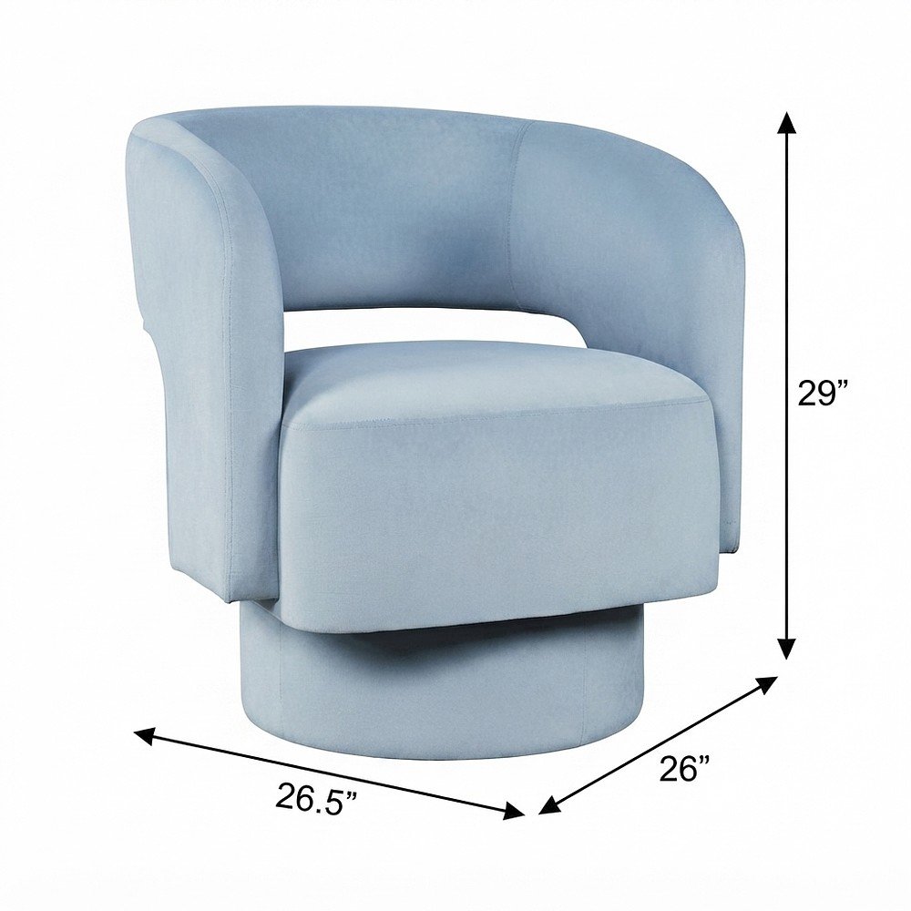 Polyester Split-Back Swivel Accent Chair, Mid-Century Modern Armchair, Blue