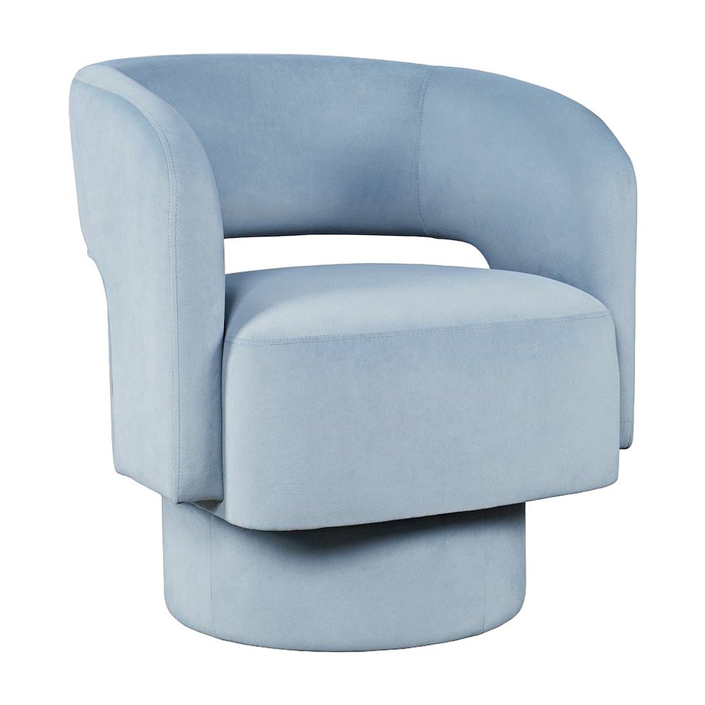 Polyester Split-Back Swivel Accent Chair, Mid-Century Modern Armchair, Blue