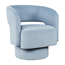 Polyester Split-Back Swivel Accent Chair, Mid-Century Modern Armchair, Blue
