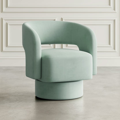 Mid-Century Modern Upholstered Split-Back Curved Sculpture Swivel Accent Chair
