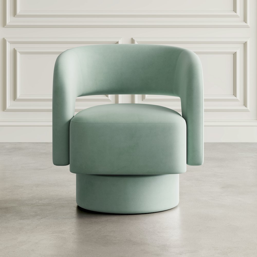 Mid-Century Modern Upholstered Split-Back Curved Sculpture Swivel Accent Chair