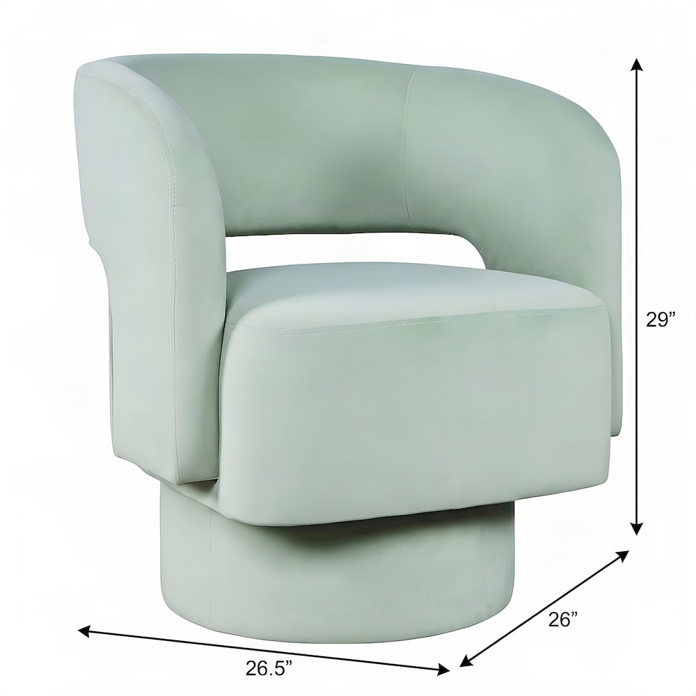 Polyester Split-Back Curved Swivel Mid-Century Modern Accent Chair, Mint