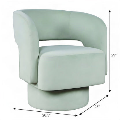 Polyester Split-Back Curved Swivel Mid-Century Modern Accent Chair, Mint