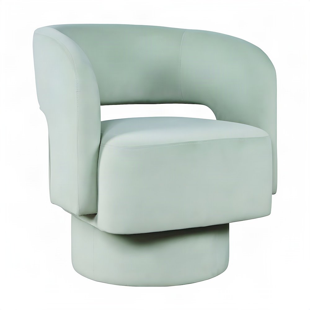 Polyester Split-Back Curved Swivel Mid-Century Modern Accent Chair, Mint