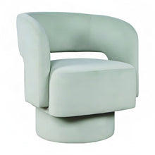 Polyester Split-Back Curved Swivel Mid-Century Modern Accent Chair, Mint