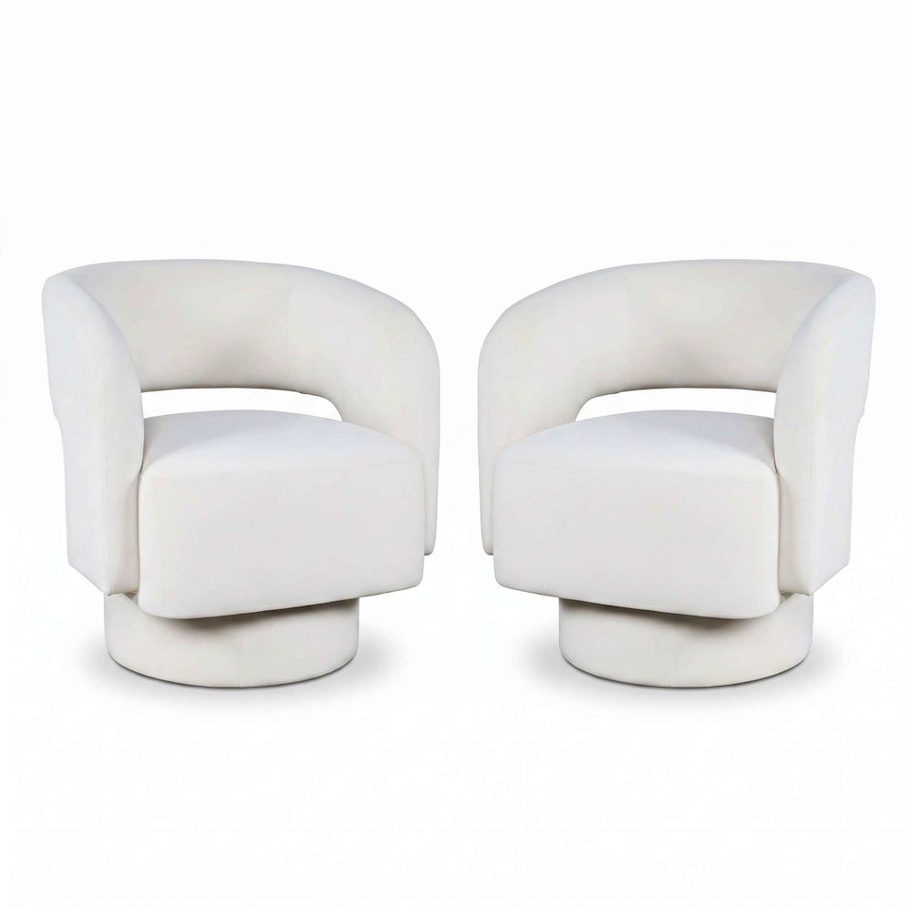 Sutton Modern Upholstered Open Back Barrel Swivel Accent Chair - 2 Pack