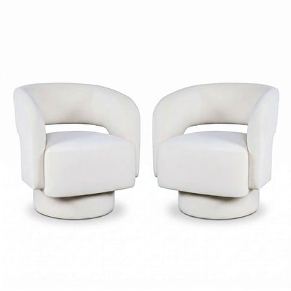 Sutton Modern Upholstered Open Back Barrel Swivel Accent Chair - 2 Pack