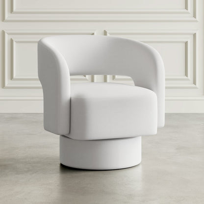 Mid-Century Modern Upholstered Split-Back Curved Sculpture Swivel Accent Chair