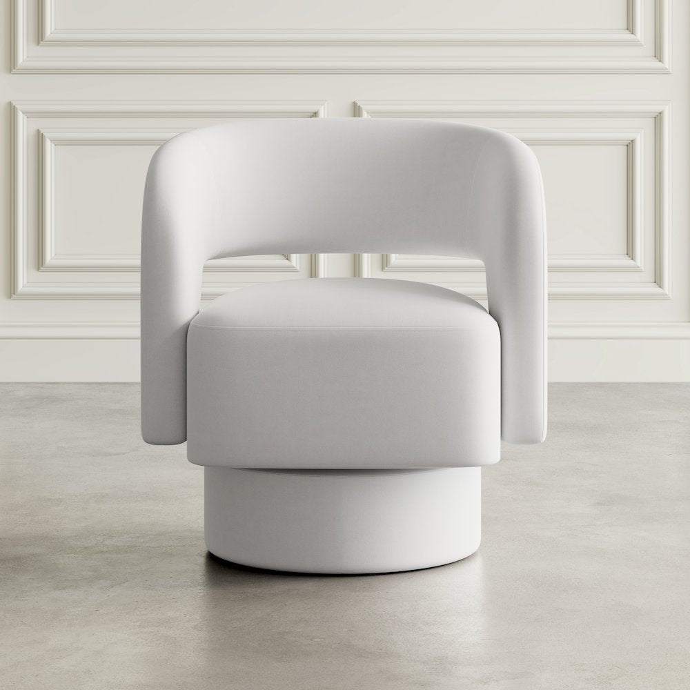 Mid-Century Modern Upholstered Split-Back Curved Sculpture Swivel Accent Chair