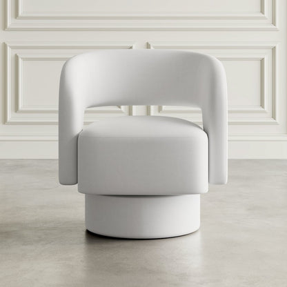 Mid-Century Modern Upholstered Split-Back Curved Sculpture Swivel Accent Chair