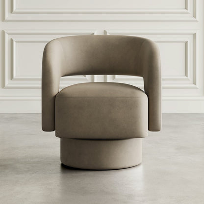 Mid-Century Modern Upholstered Split-Back Curved Sculpture Swivel Accent Chair