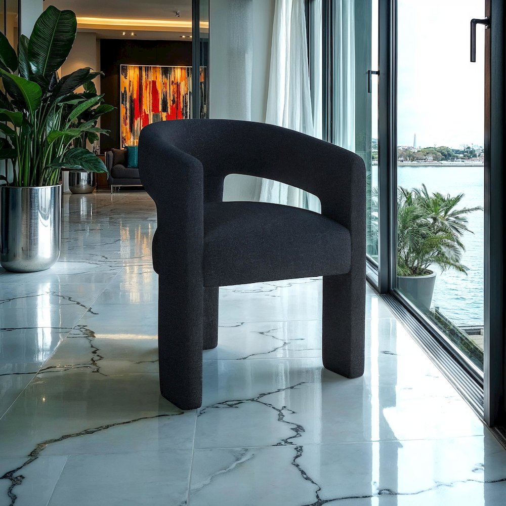 Sven Modern Contemporary Upholstered Three-Leg Curved Back Dining Chair
