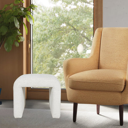 Modern Curved Upholstered Waterfall Jacquard Petite Ottoman Bench - Set of 2