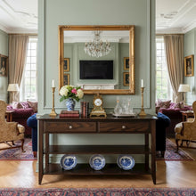 Brown Wooden Sofa Table with 2 Drawers – Elegant Entryway or Sofa Table