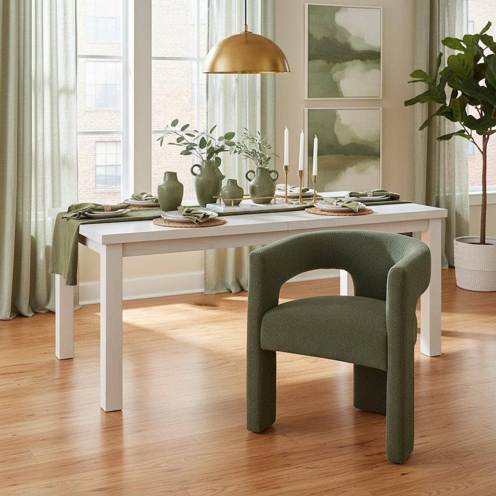 Green Upholstered Dining Chair for Dining Room and Kitchen Table Seating