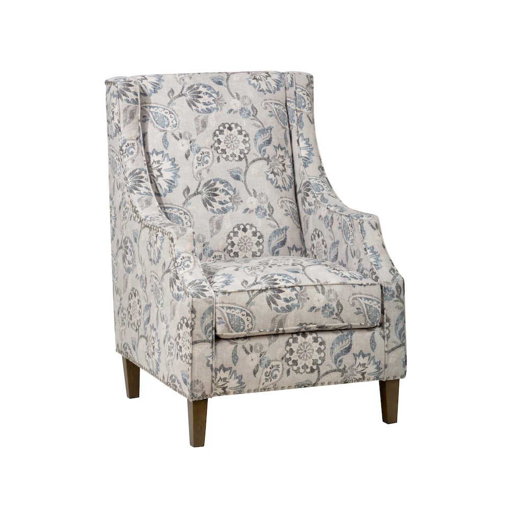 Paisley Fabric Transitional Upholstered Accent Chair with Nailhead Trim