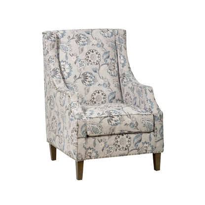 Paisley Fabric Transitional Upholstered Accent Chair with Nailhead Trim