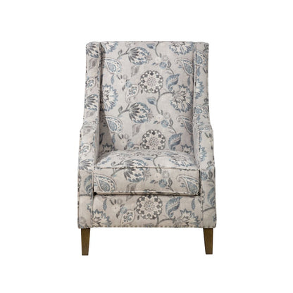 Paisley Fabric Transitional Upholstered Accent Chair with Nailhead Trim