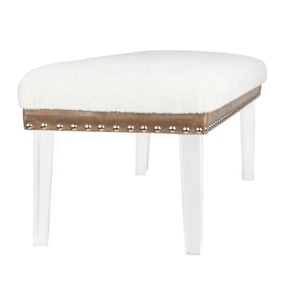 Brianna Modern Luxury Faux Fur Upholstered Bench with Clear Acrylic Legs