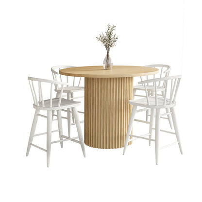 5-Piece Counter Height Dining Set with Round Table and Spindle Back Barstools