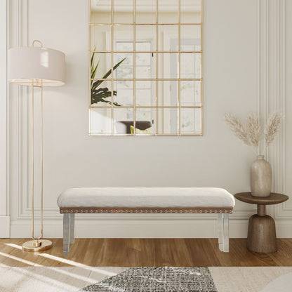 Brianna Modern Luxury Faux Fur Upholstered Bench with Clear Acrylic Legs